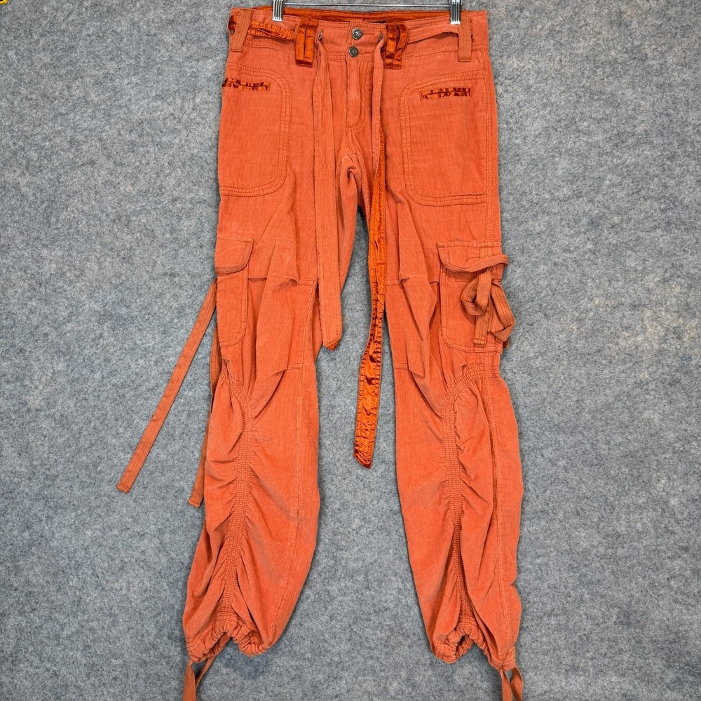 Vintage Miss Me Corduroy Cargo Flight Paratrooper Pants Womens Large Belted Y2K